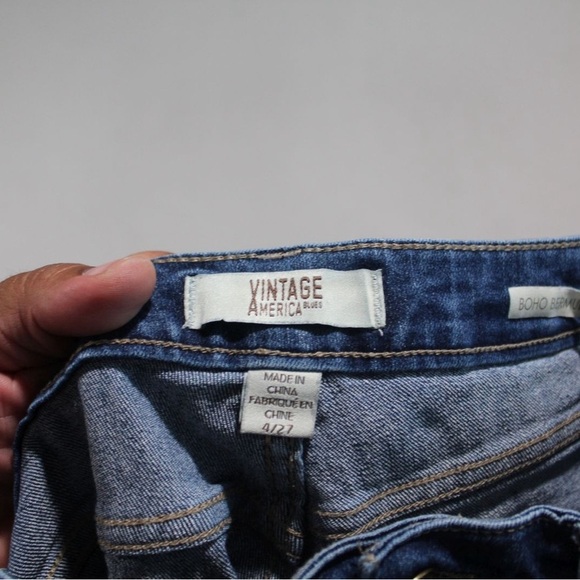 Vintage America Women Blue Short Boho Bermuda Casual Size 4/27 - Picture 8 of 9